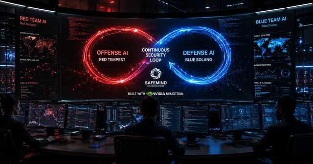Red-team and blue-team AI systems continuously attacking and defending the same enterprise environment.