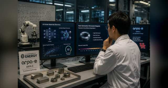 Materials lab using AI and physics simulation to discover rare-earth-reduced permanent magnets.
