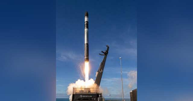 Small orbital rocket deploying a synthetic-aperture-radar satellite into low Earth orbit.